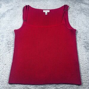 St. John Ribbed Sleeveless Tank Top Red